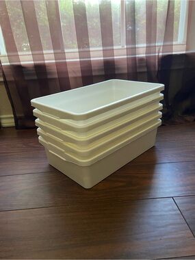 5 WHITE STURDY BINS ORGANIZATION